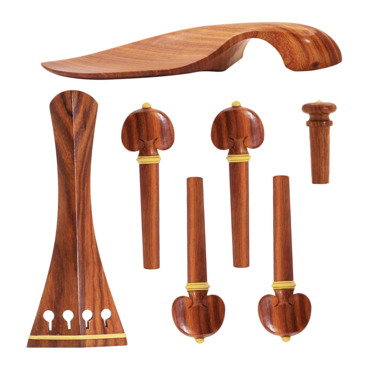 Set Accessori Violino in Legno di Seta 4 Pezzi Mentoniera, Piroli, Colonna di Coda, Asta Finita per Amatori e Principianti