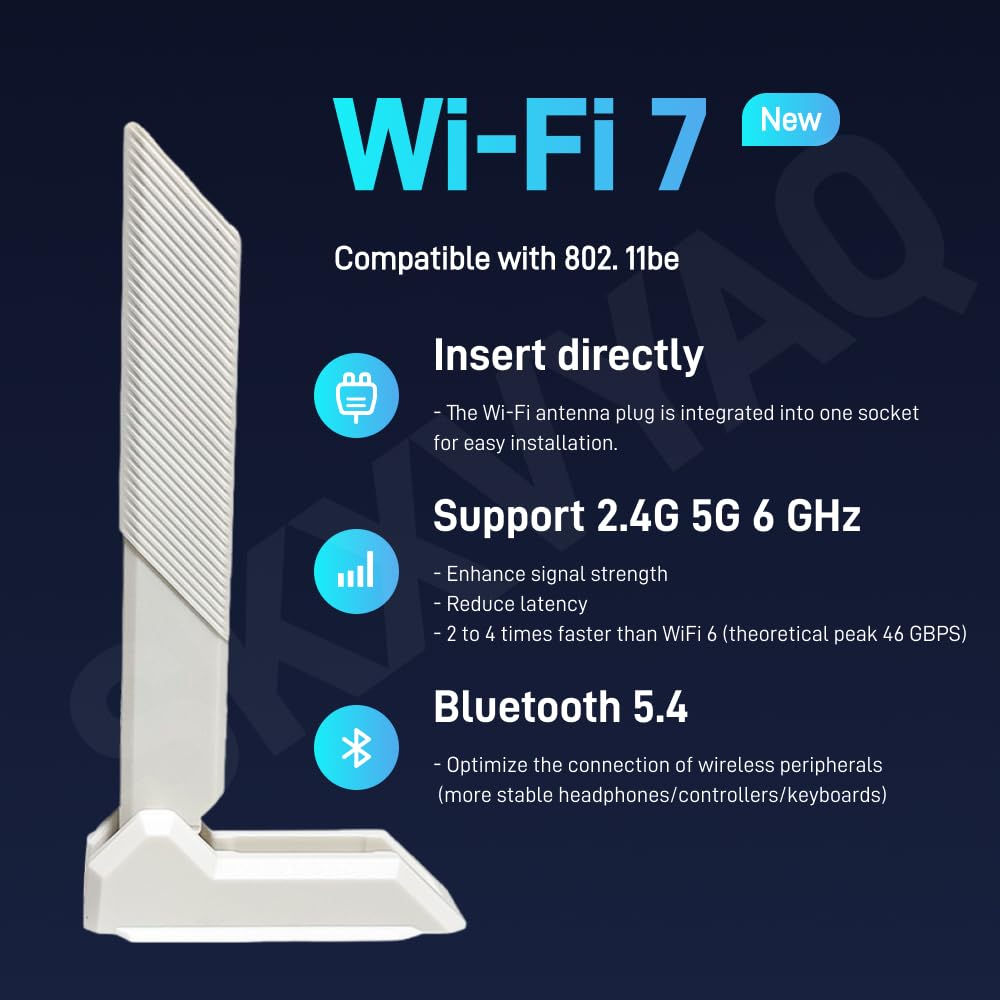 Antena de base magnética WiFi 7 con nueva interfaz para PC de escritorio para Asus Gaming WiFi7 placa base (blanco)