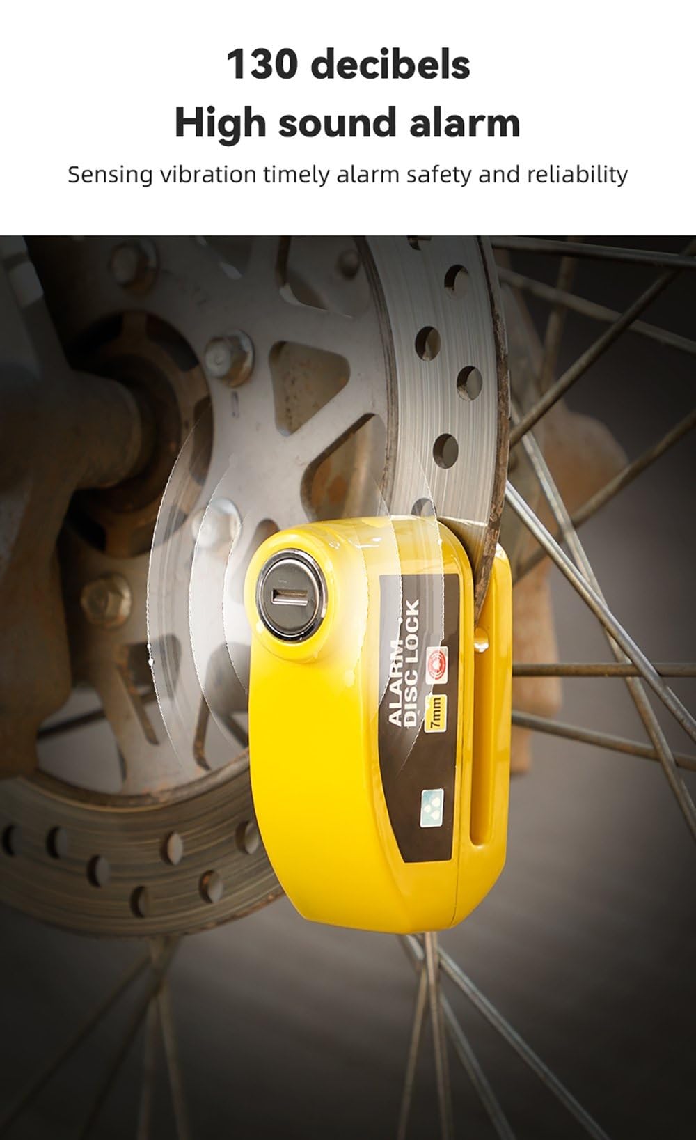 Lucchetto Antifurto Per Moto Con Freno A Disco, Impermeabile, Antifurto, 120 DB, Potente