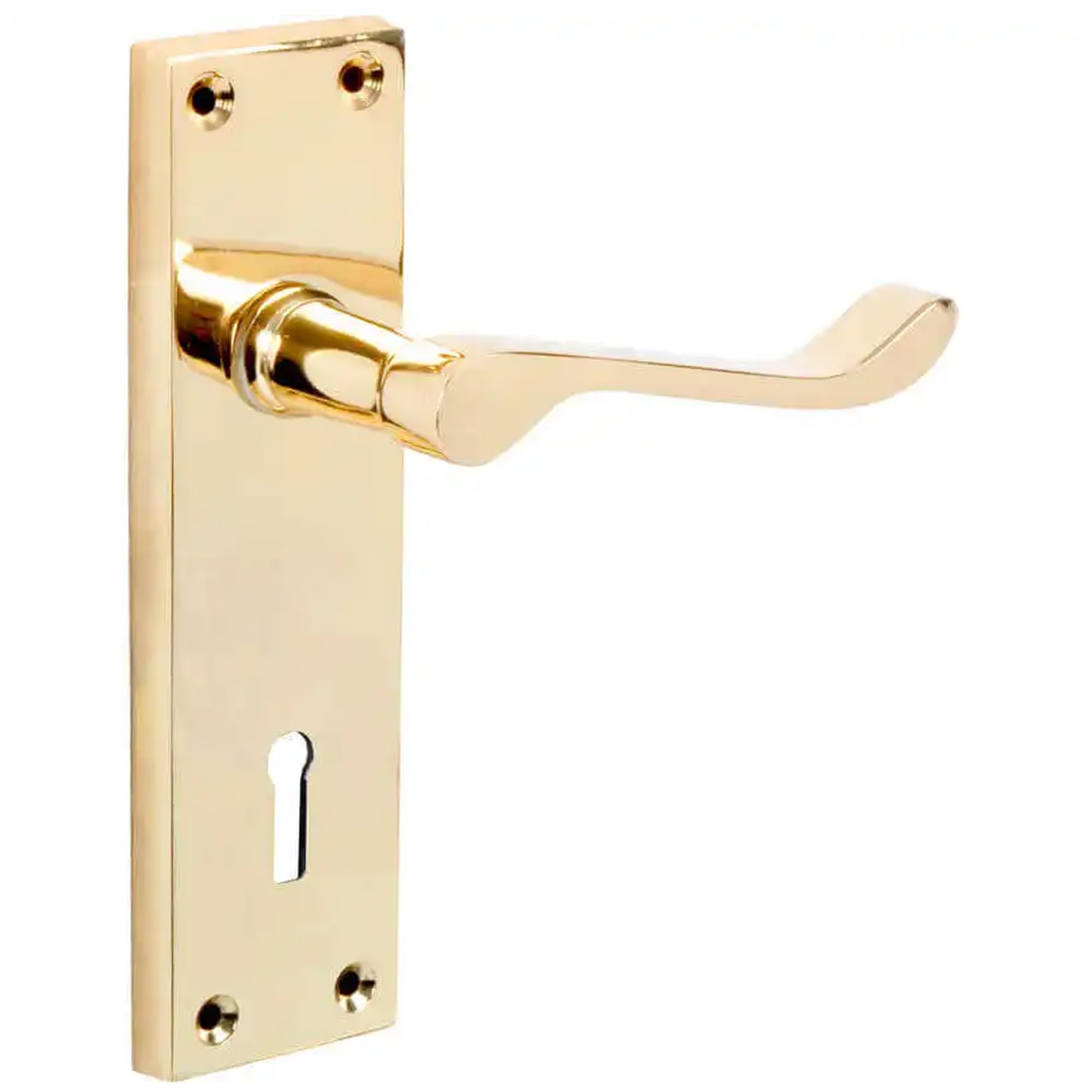 Unbranded Victorian Scroll Door Handles Lock Brass (Pair) in Gold