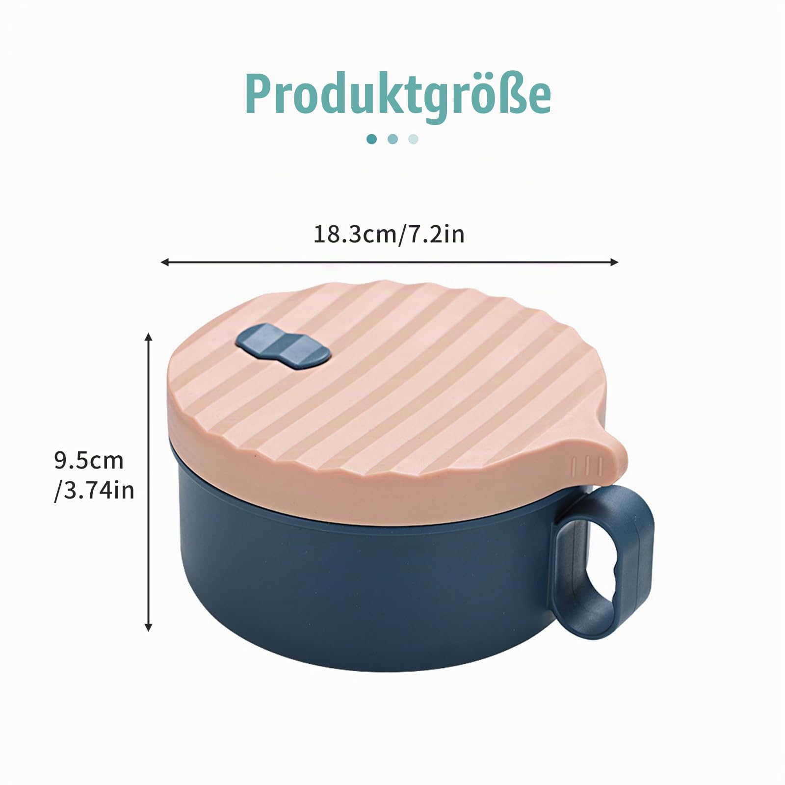Ramen Schüssel Set, Instant-Ramen-Schüssel 1200ML Rostfreier Stahl Ramen Bowl Schüssel mit Deckel und Stäbchen Japanische suppenschüssel Nudelsuppen Schale für Schlafsäle (puderblau)