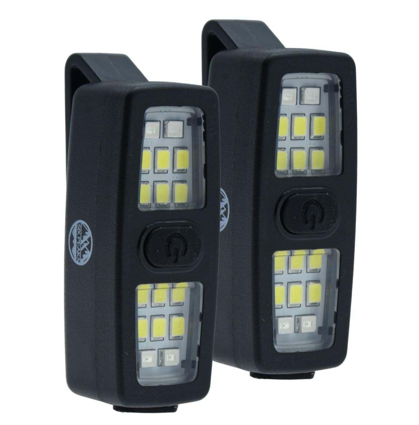 Six Peaks LED Clip-On Lights Set of 2, Rechargeable Waterproof Safety Flashing Light for Running, Cycling, Hiking, Walking, Camping, Night Outdoor Hands Free, Black