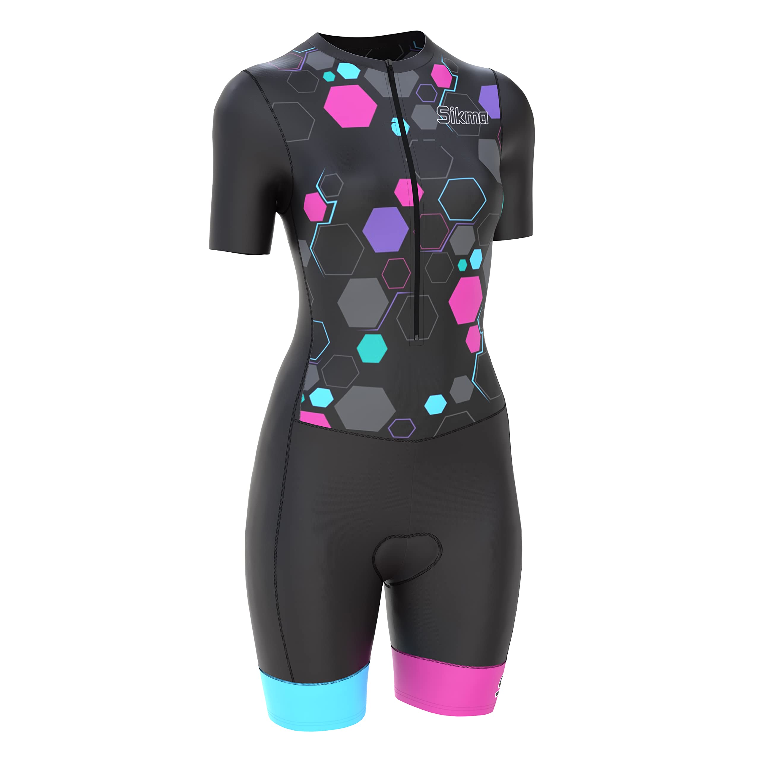 Ladies Cycling Skinsuit Women Padded One Piece Trisuit Bike Top Short Sublimated Design bib Short