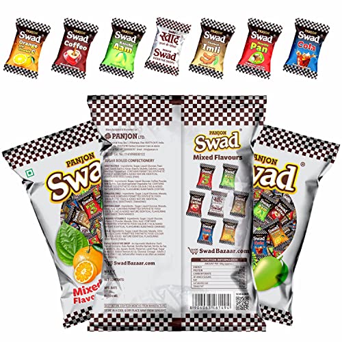 Image of Swad Mixed Candy (Kaccha Aam, Pan, Imli, Cola, Coffee, Orange with Vitamin C), 3 Pack x 50 Toffee