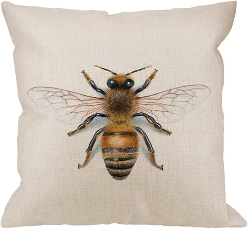 HGOD DESIGNS Funda de almohada de abejas, fundas de almohada decorativas de acuarela de abejas, fundas de almohada de algodón y lino para interiores