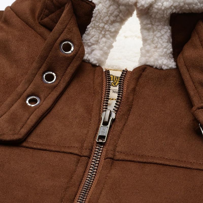 Image of CAHOOT Men's Front Zipper Jacket with Fleece for Casual Wear | Long Sleeve | High Neck | Zipper Closure | Suede Jacket Crafted with Comfort Fit for Everyday Wear
