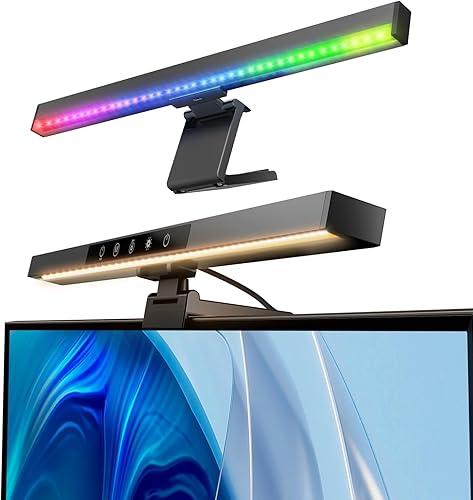 BlitzMax Barra de luz para monitor, lámpara de monitor de computadora para cuidado de los ojos, retroiluminación RGB 3000-6000K, control táctil con