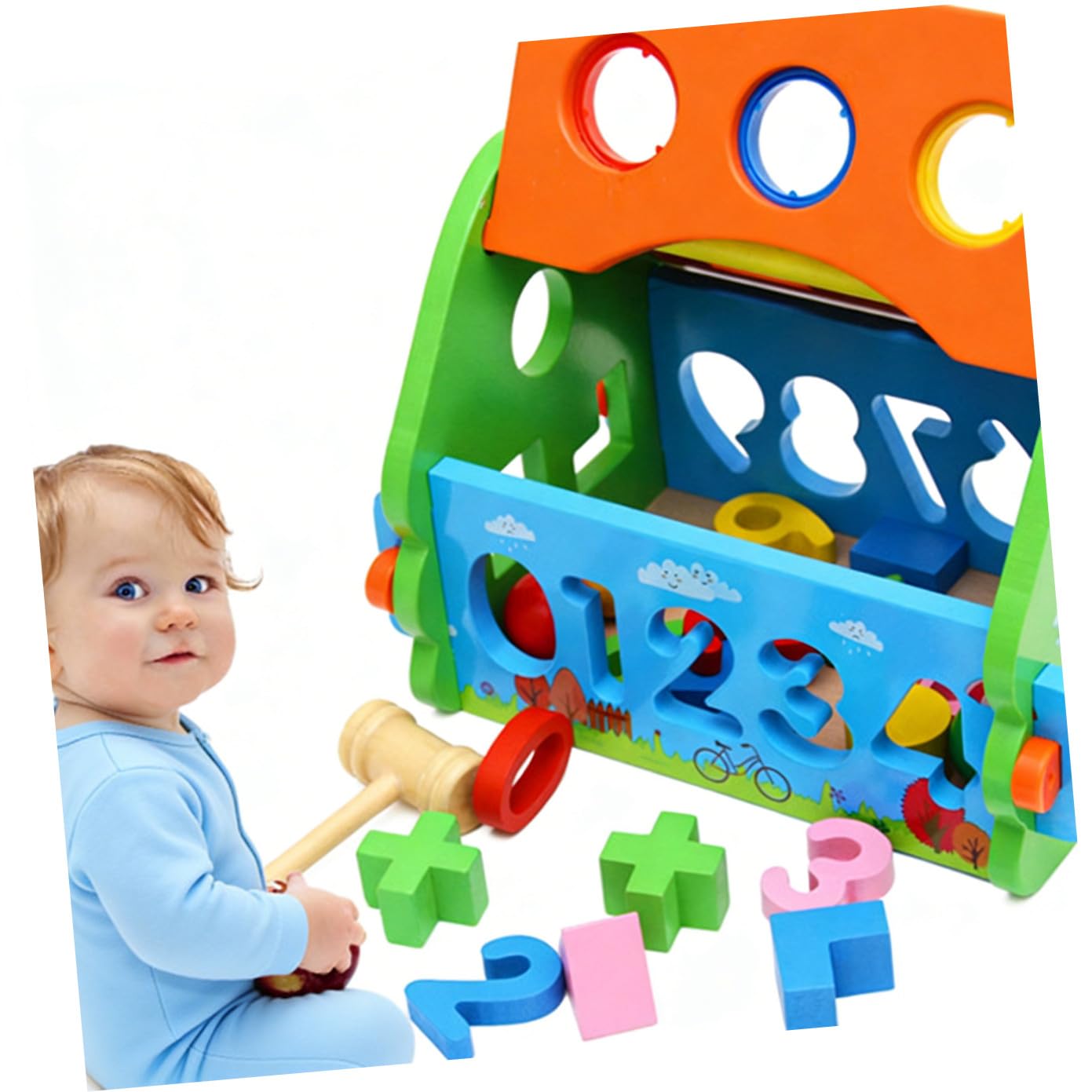 Juguete de Madera de Combinación de Números y Formas, Casa Desmontable de 1 Juego para Niños, Mejora el Razonamiento en Interacción Padre-Hijo
