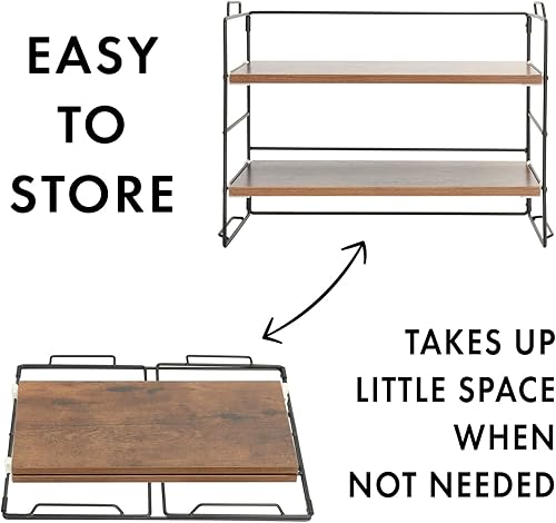 Miniatura 7 de KATHY&BOB Organizador de escritorio de madera, juego de 2, estante organizador de escritorio, estante de almacenamiento de suministros de escritorio