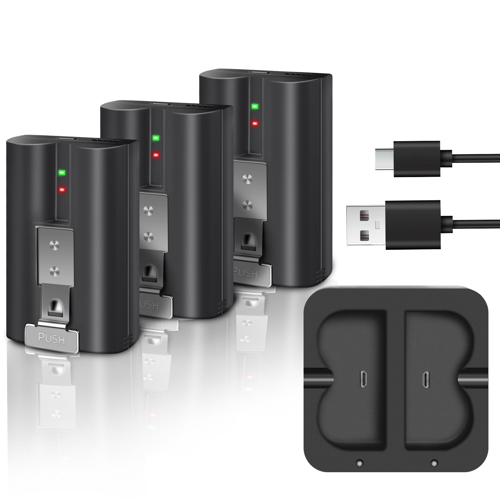 BolidTec 3-Pack Replacement Li-ion Battery 3.65V 6040mAh with Charger Station for Ring-Doorbell Camera 2/3/4, Stick Up Cameras and Spotlight Cam for