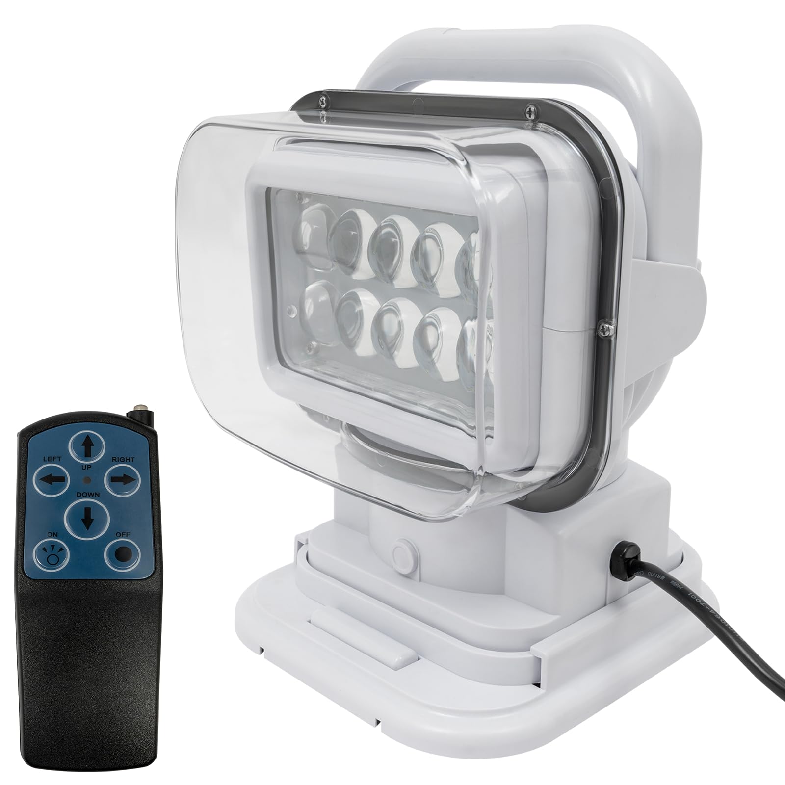 LED Suchscheinwerfer Arbeitslicht 50W 600m 8000LM 6500K - LED Arbeitsscheinwerfer mit Fernbedienung für Geländewagen ATV Trucks Boote IP67 360° Rotation (Weiß)