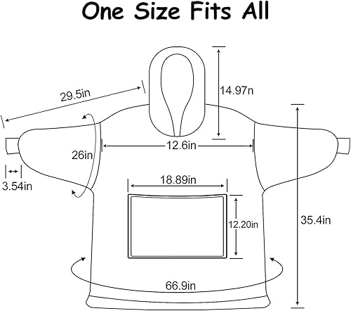 Miniatura 6 de Lushforest Manta de gran tamaño con capucha, súper cálida y acogedora manta de forro polar Sherpa con capucha, manta de franela gruesa con mangas