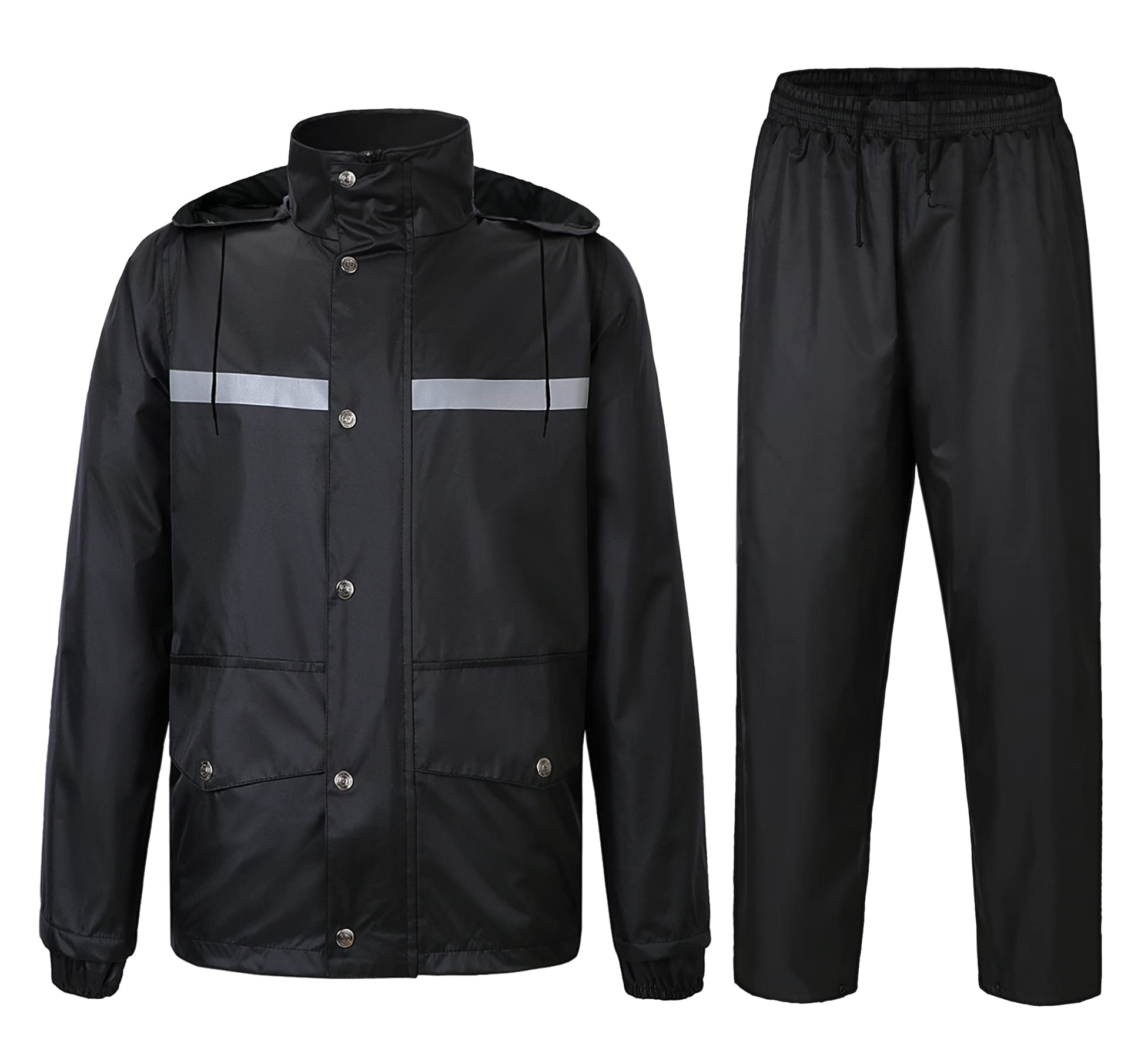 Traje de Lluvia Para Hombres 2 Piezas Impermeable Conjunto de Chaqueta y Pantalón de Lluvia Traje Impermeable de Trabajo Reflectante