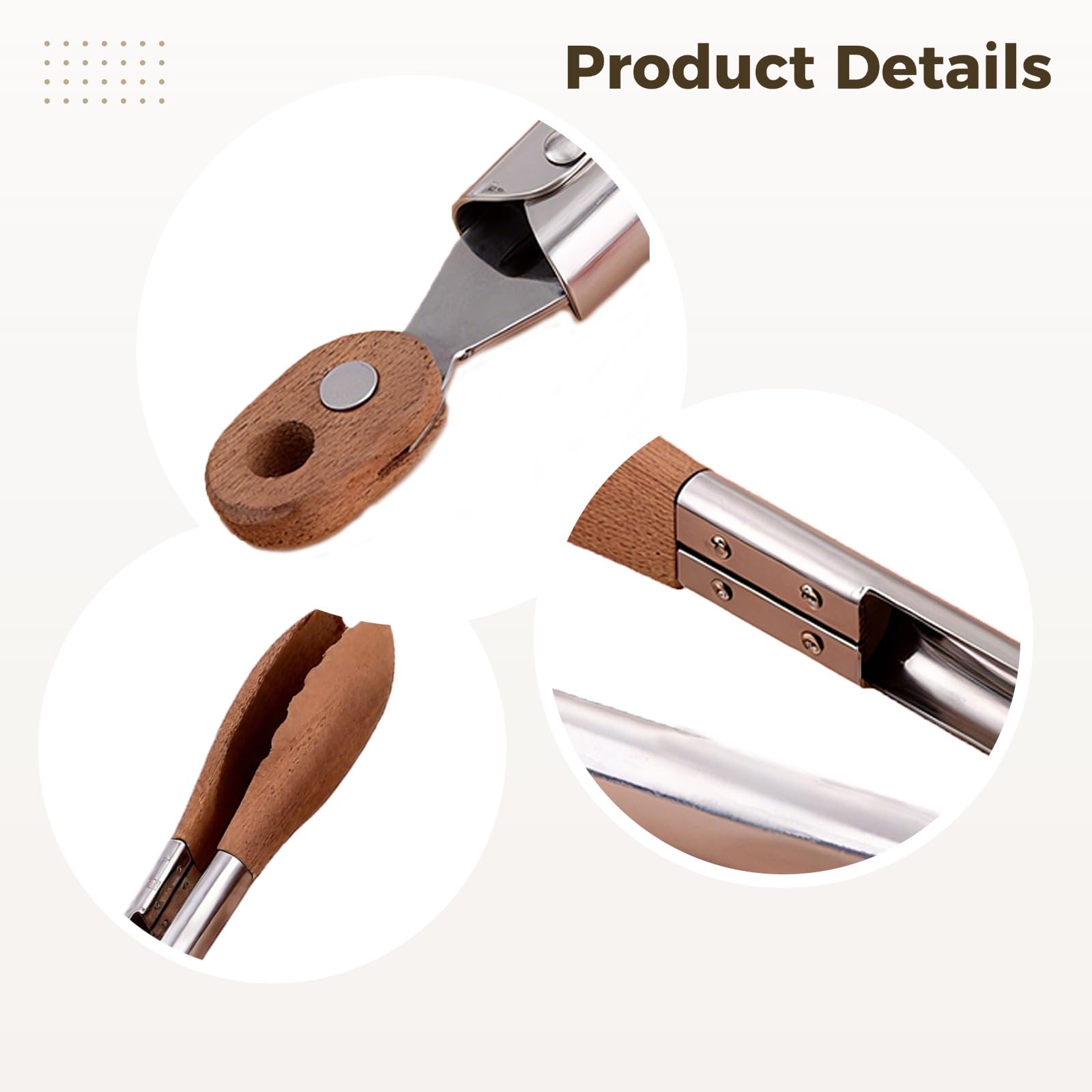 Pinces de Cuisine en Bois de Noyer, 39,5 cm Acier Inoxydable, Manche Bois Confortable, Ustensile BBQ Service