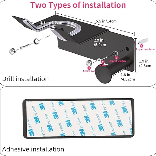 Miniatura 5 de Soporte para secador de pelo, soporte para secador de pelo montado en la pared, soporte autoadhesivo para secadora de pelo, soporte para secador de