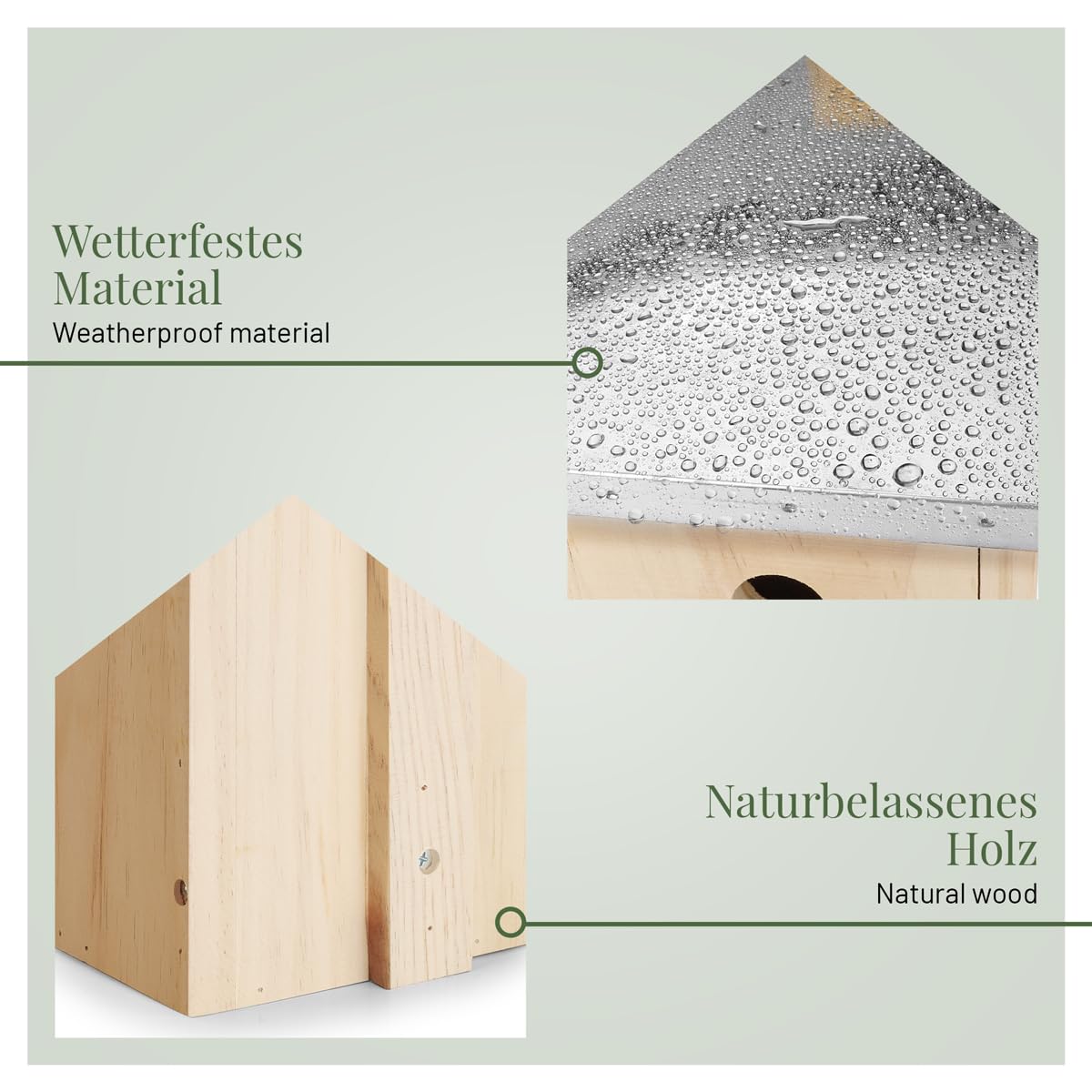 WILDLIFE HOME Nistkasten Meisen – 2er Set mit Metalldach für Kohlmeisen & Co. I nach NABU aus verschraubtem Massiv-Holz I Wetterfest & Unbehandelt I Vogelhaus zum Aufhängen, 2 Stück