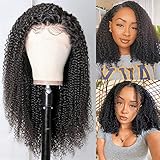 Sailk Hair 13x6 Lace Front Wigs Kinky Curly Human Remy Hair Wigs For Black Women Pre Plucked With Baby Hair(8 inch with 150% density)