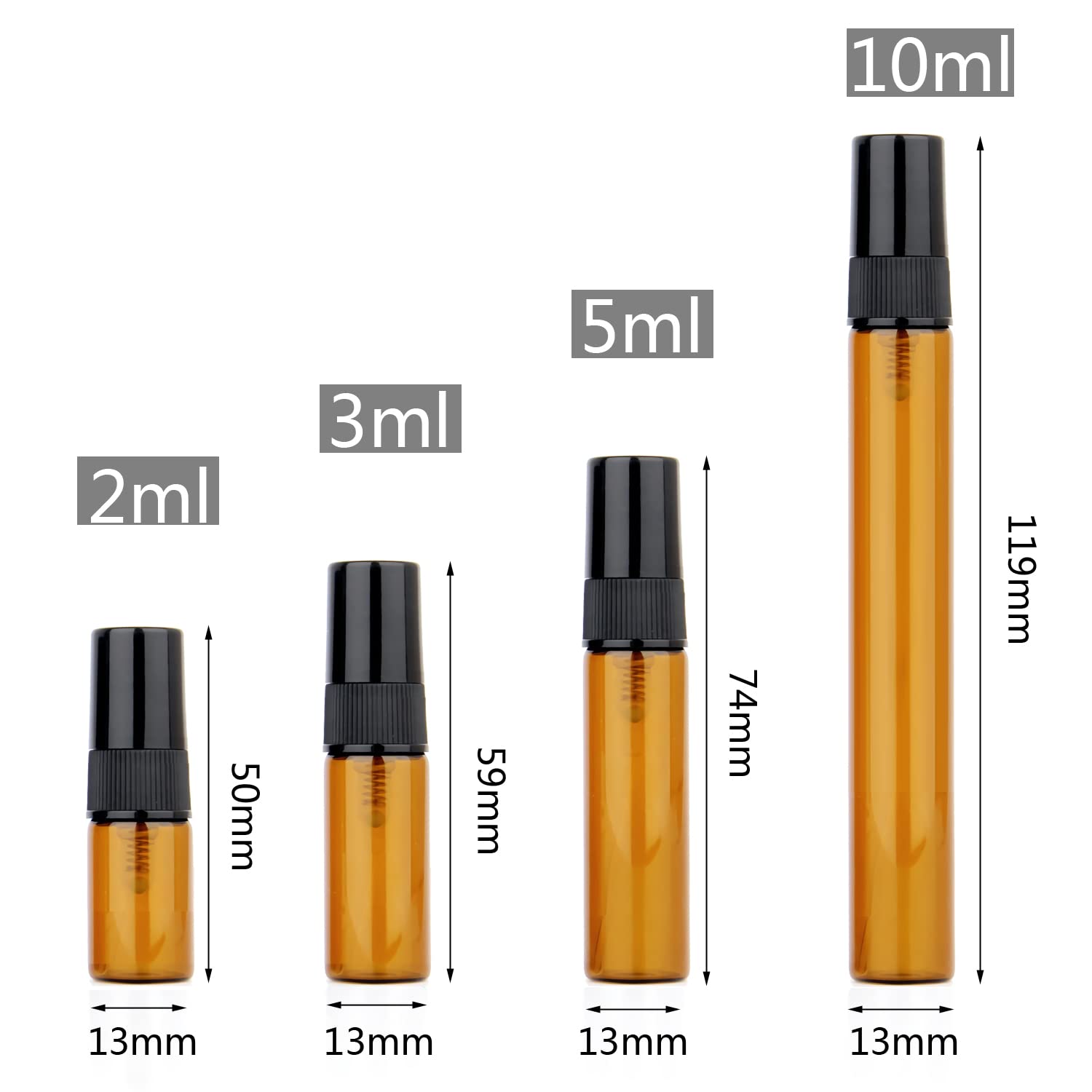 100 Pezzi 5ml Vuoto Flacone Spray Vetro Marrone, Bottiglia di Profumo, Mini Flacone Spray per Nebbia Riutilizzabile Portatile, Piccolo Spray Tascabile, Cosmetica, Viaggio