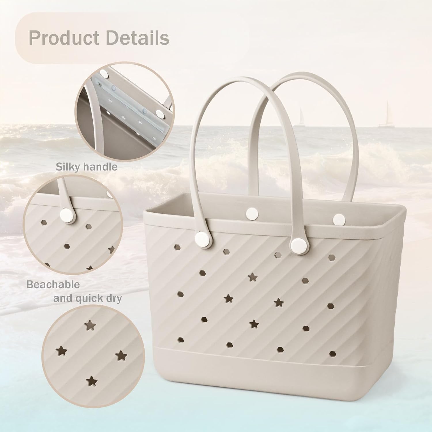 Rubber Tote Bag Extra Large & Medium, Waterproof Beach Bag for Women Men, Pool Travel Swim Silicone Tote