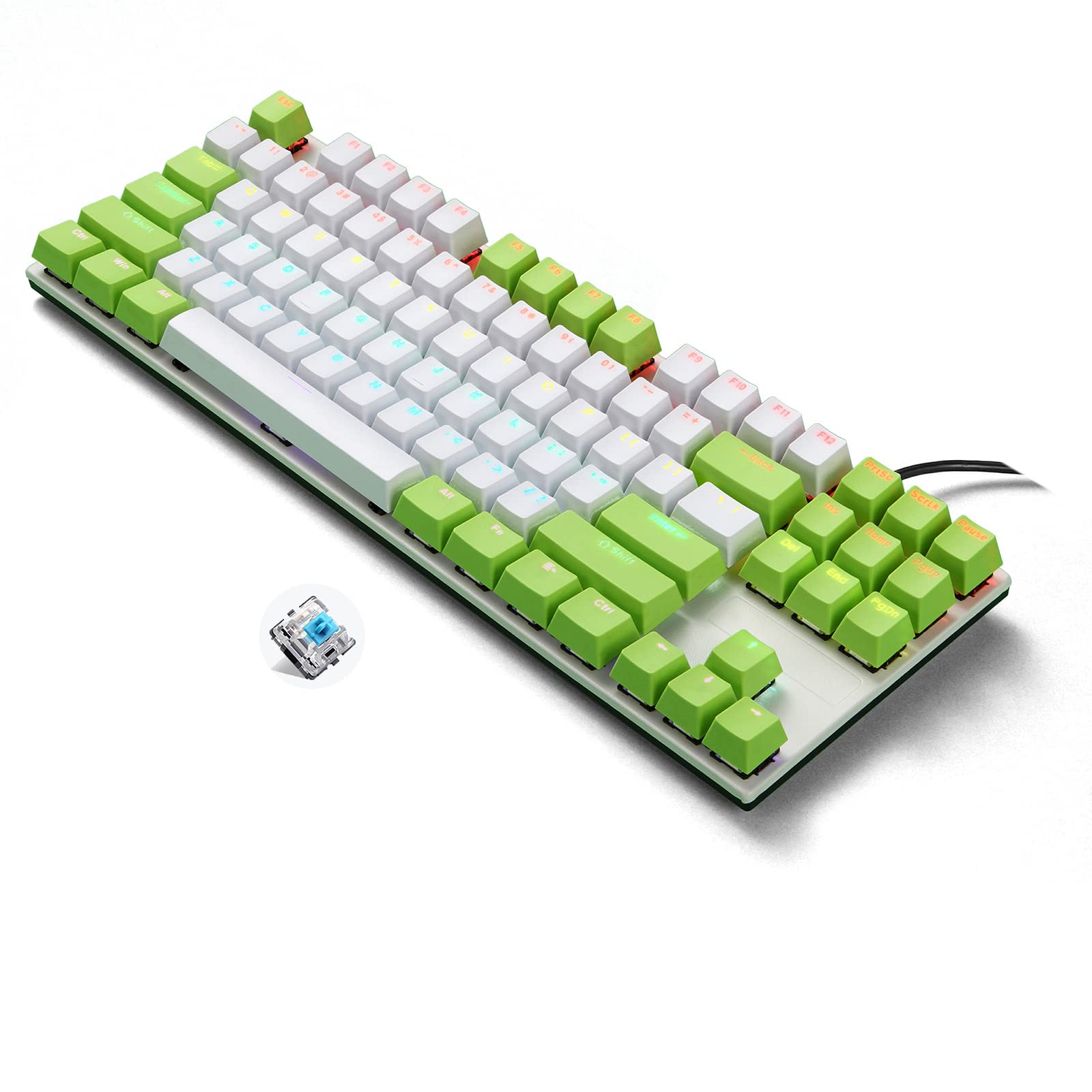 Amazon | ゲーミング キーボード 87 キー メカニカル シャフト付き 青