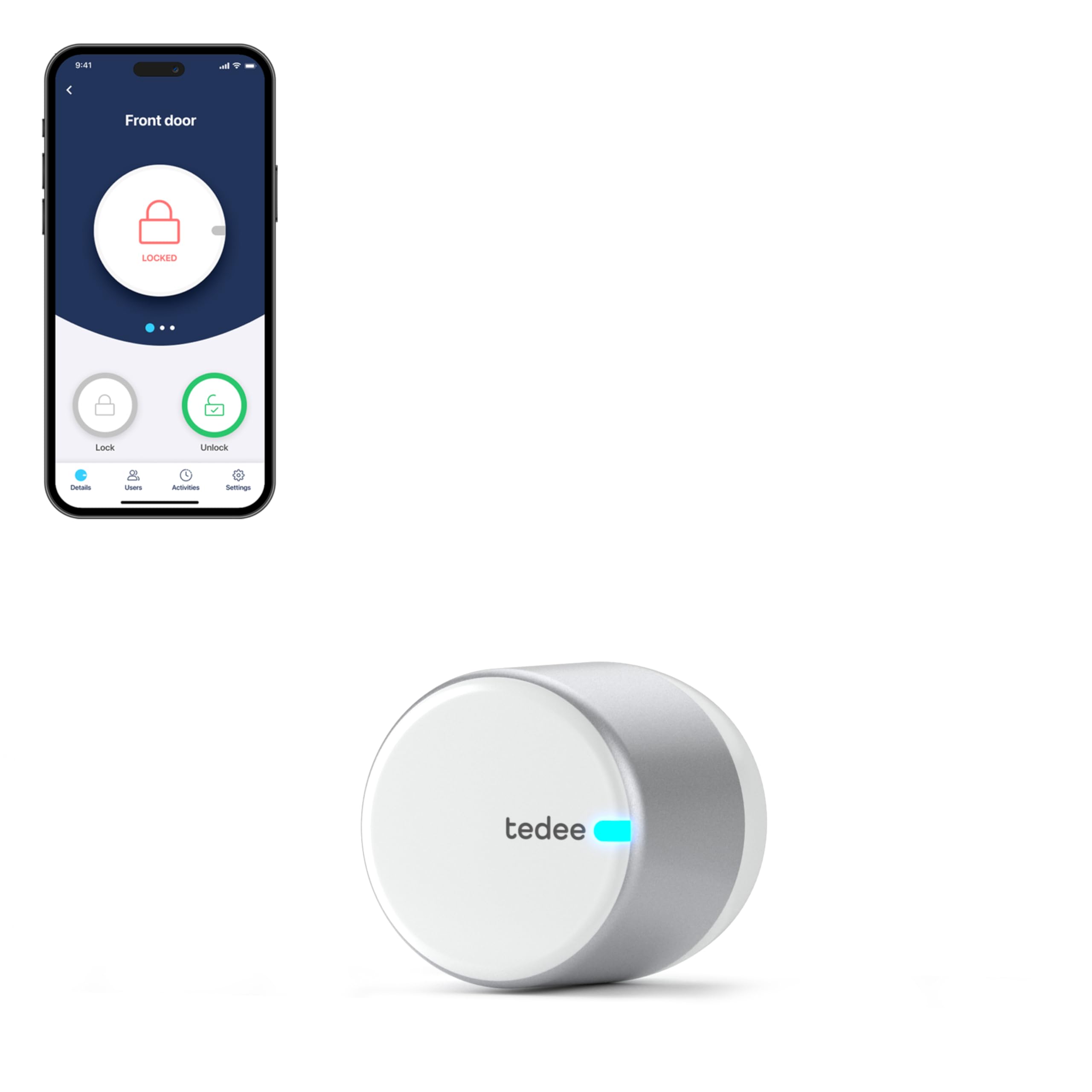 tedee GO2 Serrure intelligente avec Bluetooth, App, Auto Lock, Smart Lock Accès sans clé avec certification AV-TEST, Serrure électronique pour la sécurité de la maison