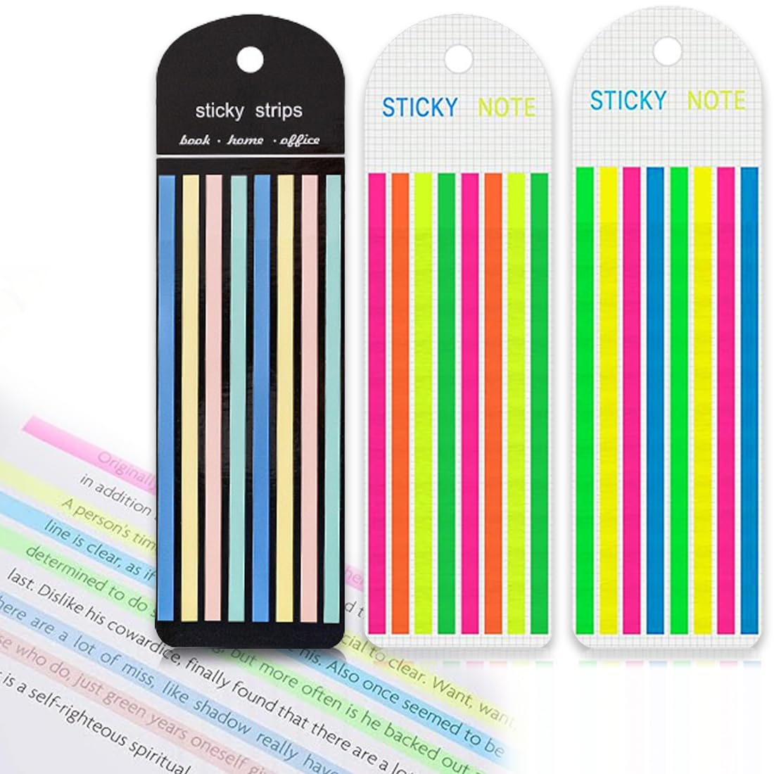 KSJEHW 480 Piezas Marcador Adhesivo Transparente de Páginas, Pestañas de índice Colores, Notas Autoadhesivas Largas, Marcadores de Libros para Cuadernos Oficina Lectura Escuela Estudiante(14 * 0.5cm