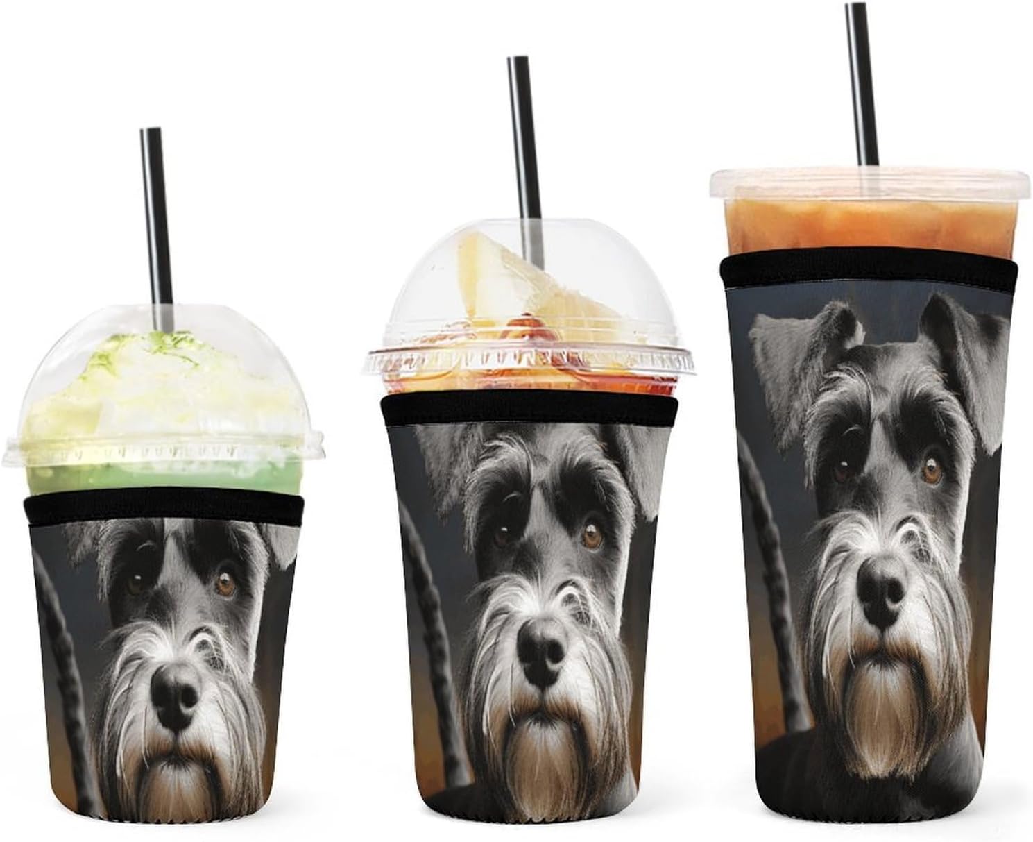 3 Pack Neoprene Cup Sleeves, Stretchy Reusable Drink Cup Cover Universal