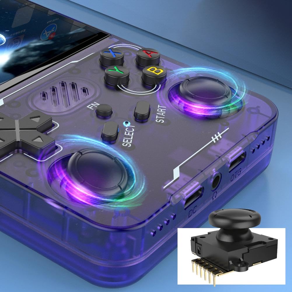 R36XX Console di gioco portatile retrò, console portatile per videogiochi con sistema Linux open source, WiFi Dual Band con Bluetooth, schermo da 3,5" e batteria da 3000 mAh (128 G)