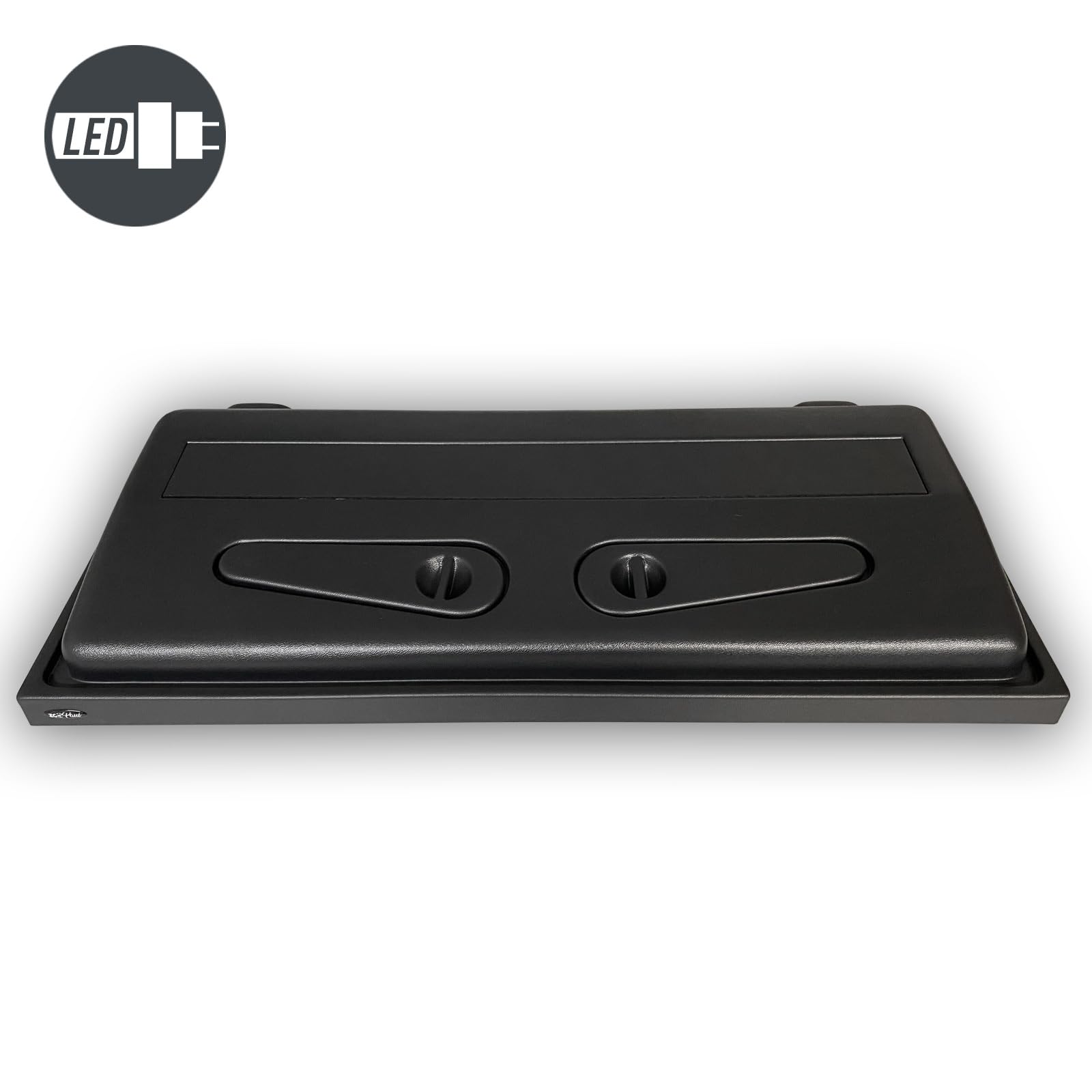 ZooPaul Aquarium Abdeckung 80x35 cm mit LED Beleuchtung – 2X T8 10W – Schwarz – für Aquarium & Terrarium – inkl. Futterklappen & Kabeldurchführungen