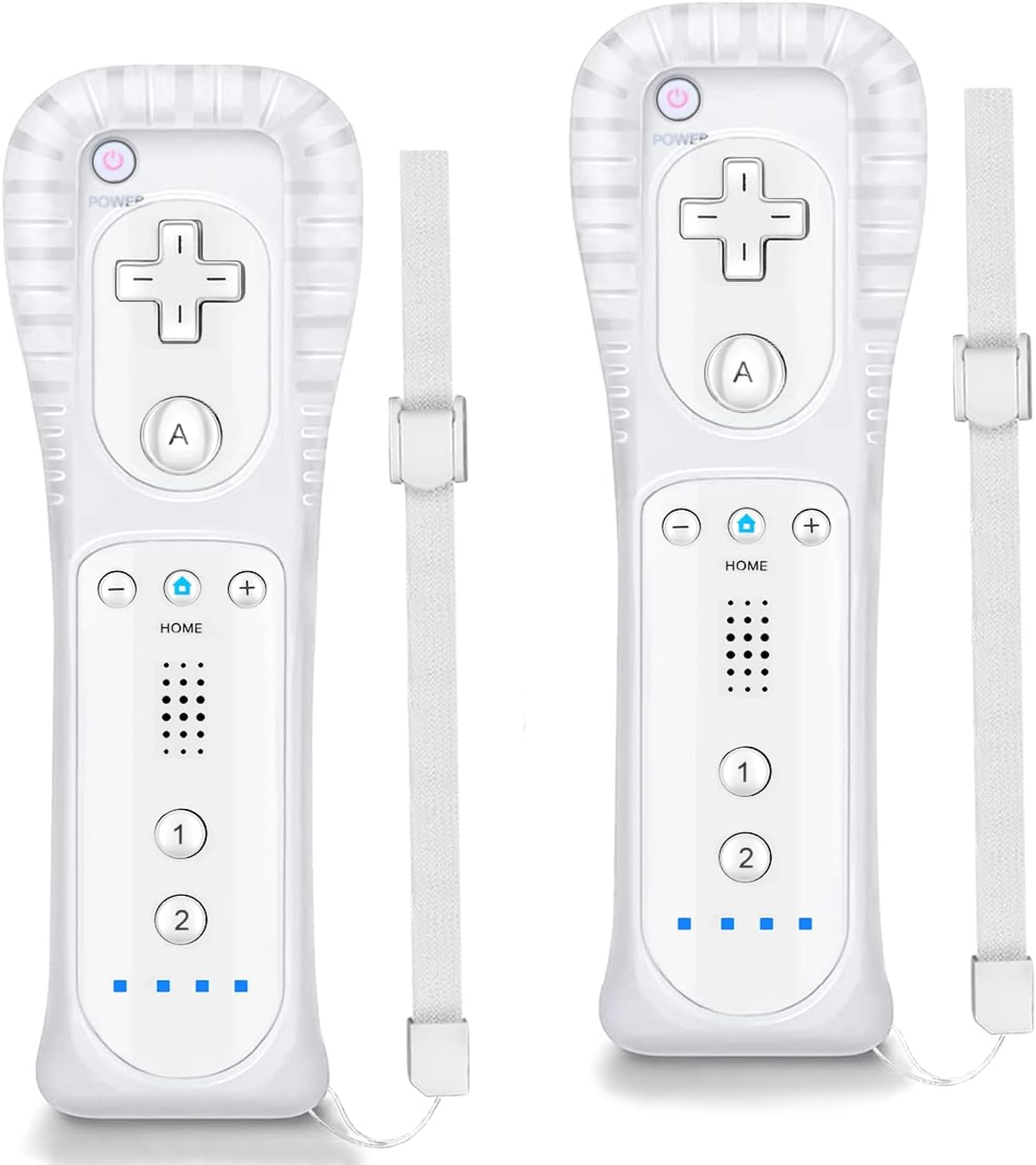 Controllers for Wii/Wii U, Controller 2 Pack, Replacement for Wii Remote Controller, Compatible with Wii/Wii U,with Silicone Case and Wrist Strap. (White 2PCS)
