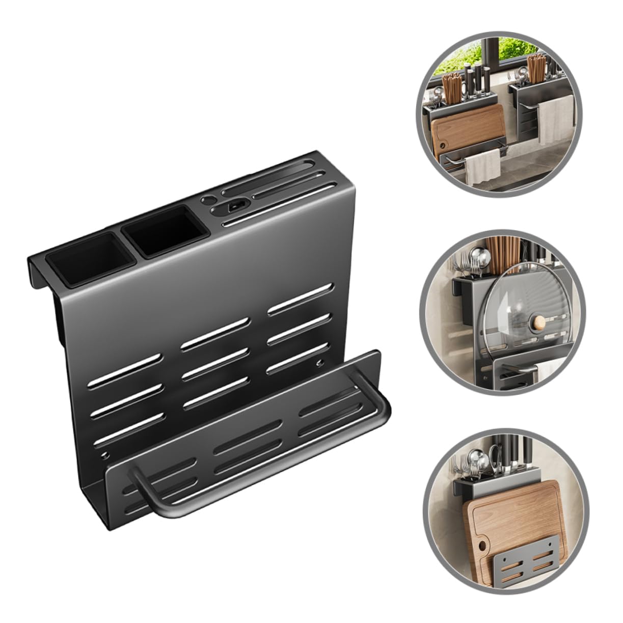 PRETYZOOM Porte-Couverts Mural Multifonction en Acier au Carbone Gris A8