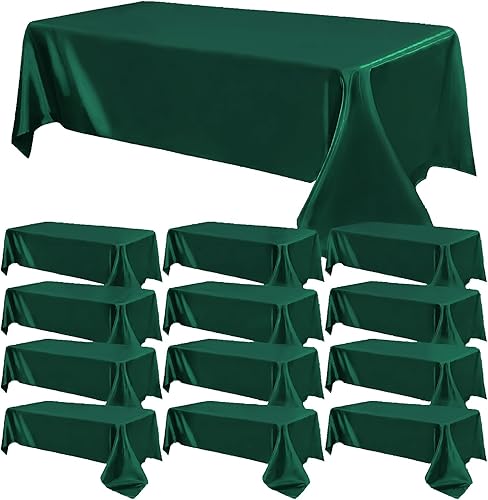 Paquete de 12 manteles rectangulares de satén de seda brillante, de tela suave, para Navidad, bodas, banquetes, fiestas, eventos, decoración de mesa