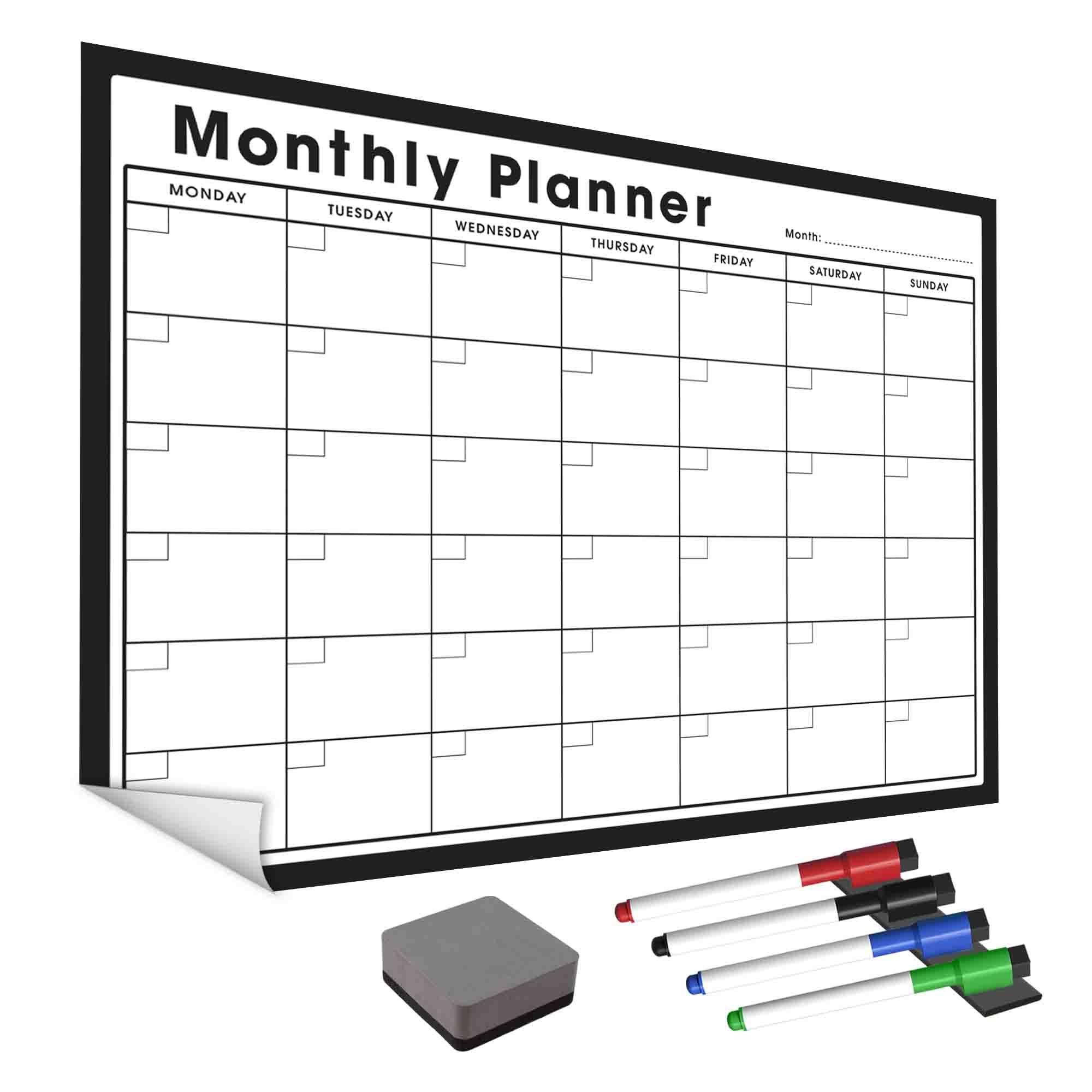 WallTAC A3 Monthly Wall Planner Sticker with Whiteboard Pens | Made in