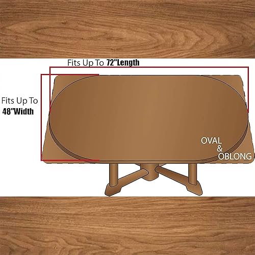 Miniatura 7 de Mantel ajustable ovalado de madera, textura de madera, para cocina, comedor, fiesta, vacaciones, Navidad, bufé, se adapta a mesas de 48 x 68