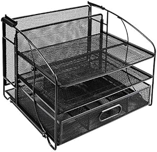 Amazon Basics Desk Organiser 3 Tray w/Sliding Drawer and Hanging File Holder, Black