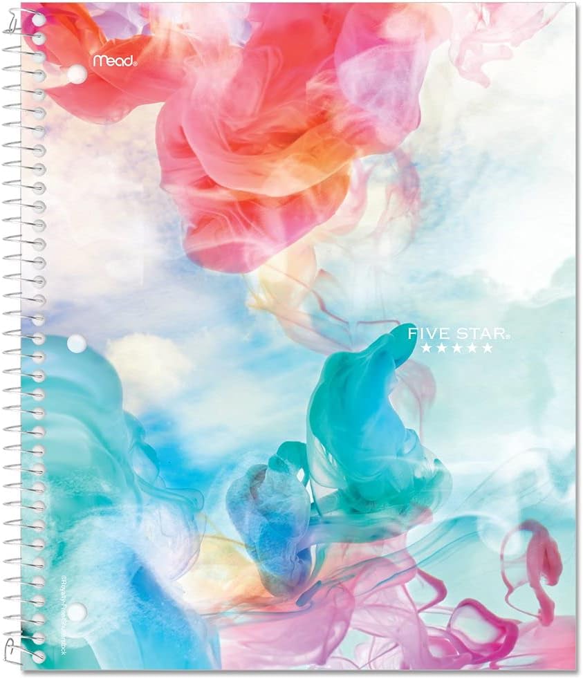 Five Star Spiral Notebooks, 1 Subject, College Ruled, 11" x 8-1/2", Cute Designs Bright Colors, 3 Pack, Design May Vary.
