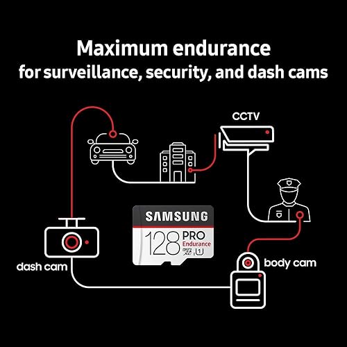 Miniatura 8 de Samsung PRO Endurance - Tarjeta de memoria MicroSDXC con adaptador (MB-MJ128GAAM) (128 GB, 100 MBs (U1)