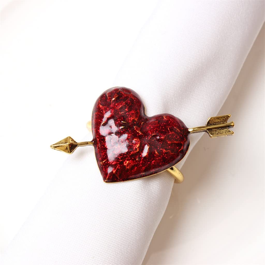 12 sztuk Cupid Heart Serwetnik Pierścień Cupid Heart Serwetnik Klamra Serce Usta Pierścień (Czerwony Jeden Rozmiar)