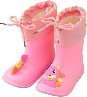 Zanjkr Botas de Chuva Glitter Botas de Chuva Bebê Colorido Desenho Animal Pelúcia Sapatos Casuais Água EVA Macio Ao Ar Livre Botas de Chuva Infantis (G, 7 Infantil)