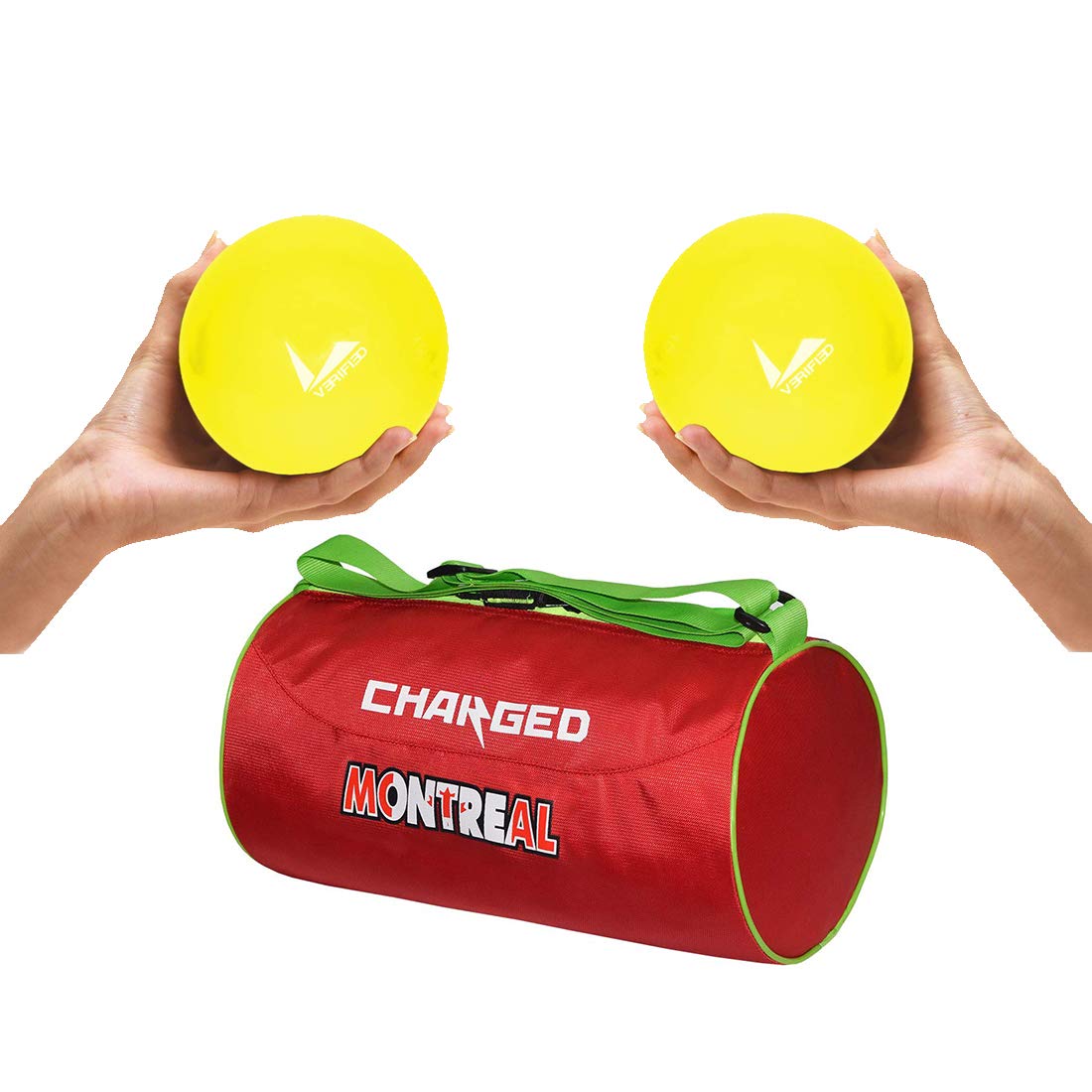 VERIFIED Gym Set Including 2 PCS of VERIFIED 2 KG Soft Weight BALLAND Charged Gym Bag Montreal Large RED-image-10