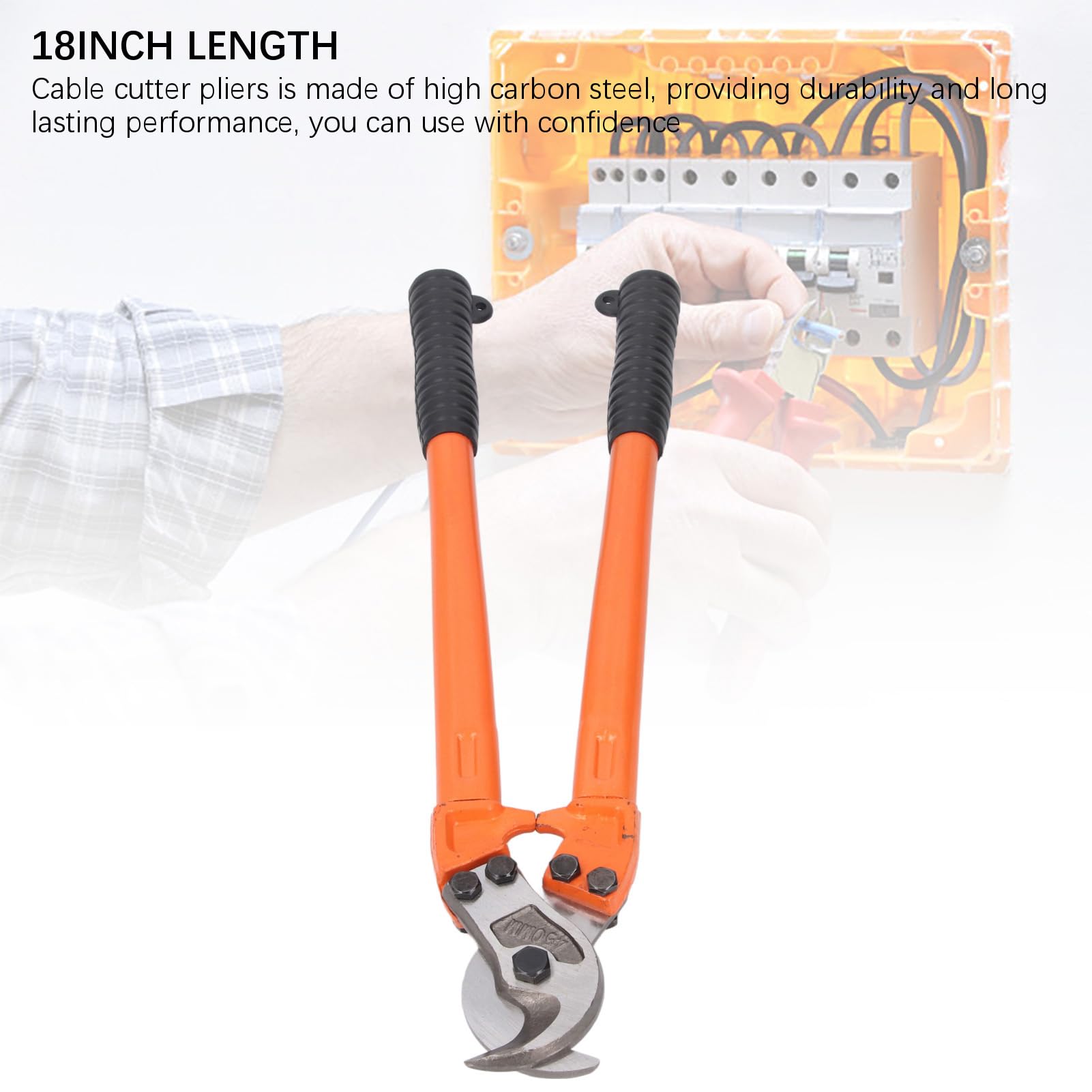 Yosoo Health Gear Kabelschneider 150 mm², 18 Zoll, Elektrostahldraht-Schneidzange, Handwerkzeug aus Kohlenstoffgehalt mit Langem Griff für Aluminiumkabel und Kupfer