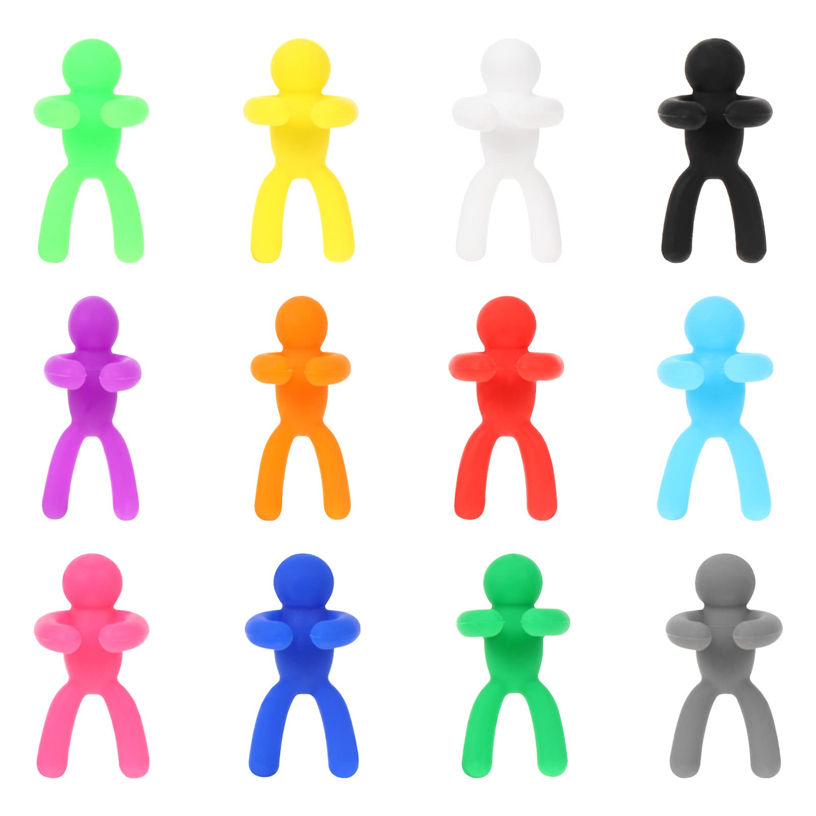 YARNOW Wine Glass Charms, 12PCS Silicone Human Shaped Wine Glass Markers  Wine Cup Labels Reusable Drink Bottle Stickers for Drinking Identification  ...
