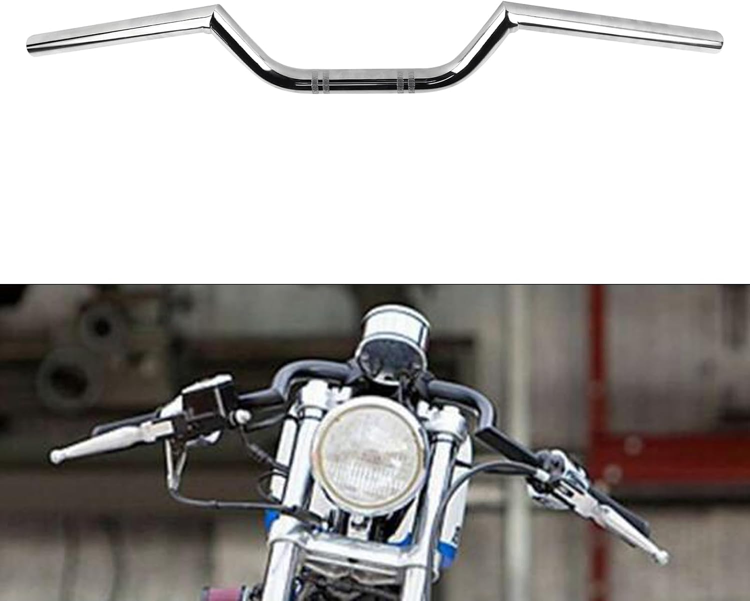 FLYPIG Motorcycle 7/8" Handlebar Drag Bar Ace Clubman Style Handlebars 22MM Handlebar Universal For Pit Dirt Bike Motocross Bobber Custom Mini Bike Chrome