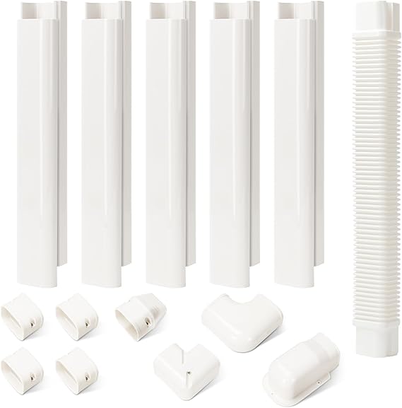 HOXHA 3" W 10Ft L Mini Split Line Set Cover Kit Air Conditioners Decorative PVC Slim Line Cover for Central AC & Heat Pumps Systems Tubing Cover