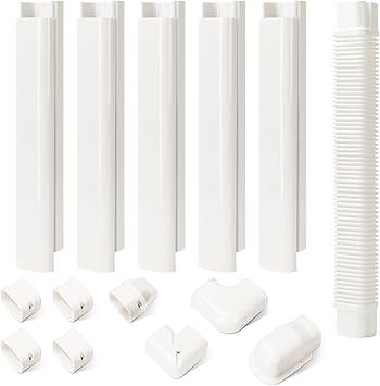 HOXHA 3" W 10Ft L Mini Split Line Set Cover Kit Air Conditioners Decorative PVC Slim Line Cover for Central AC & Heat Pumps Systems Tubing Cover