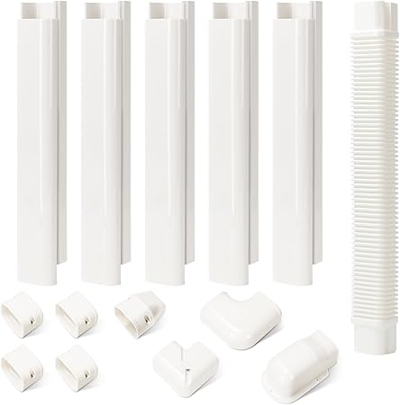 HOXHA 3" W 10Ft L Mini Split Line Set Cover Kit Air Conditioners Decorative PVC Slim Line Cover for Central AC & Heat Pumps Systems Tubing Cover