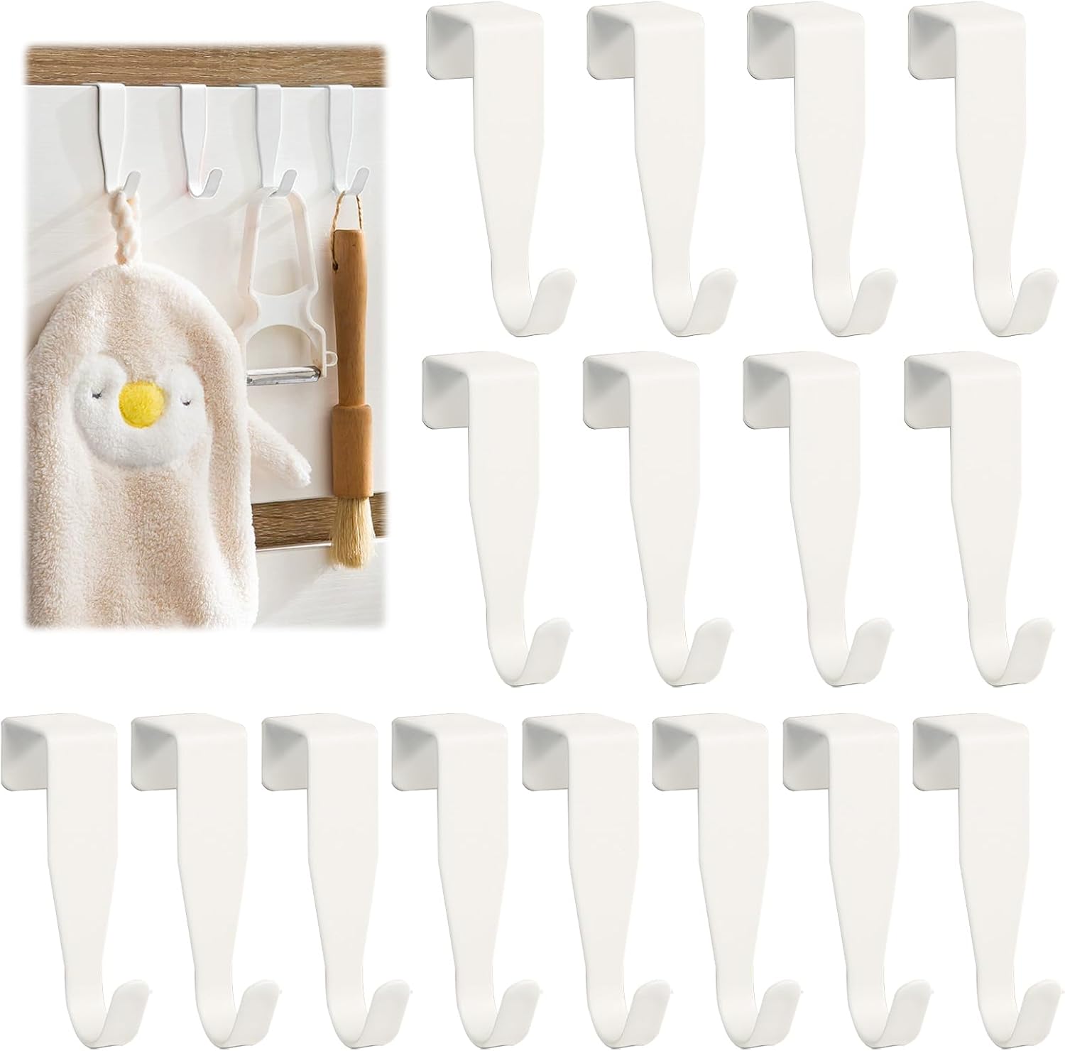 xnnmzhao Stainless Steel Door Hooks, Pack of 16 Door Hooks, White Hooks