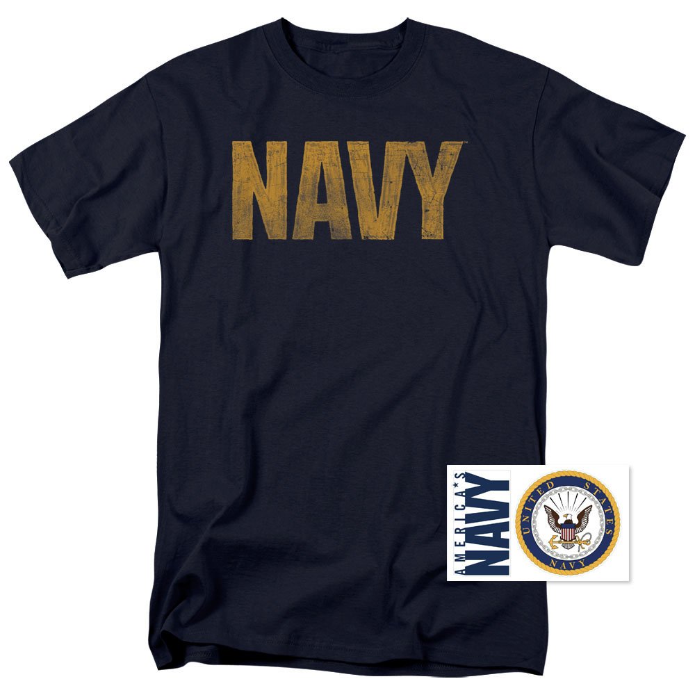 Popfunk U.S. Navy Distressed Logo T Shirt & Stickers (X-Large)