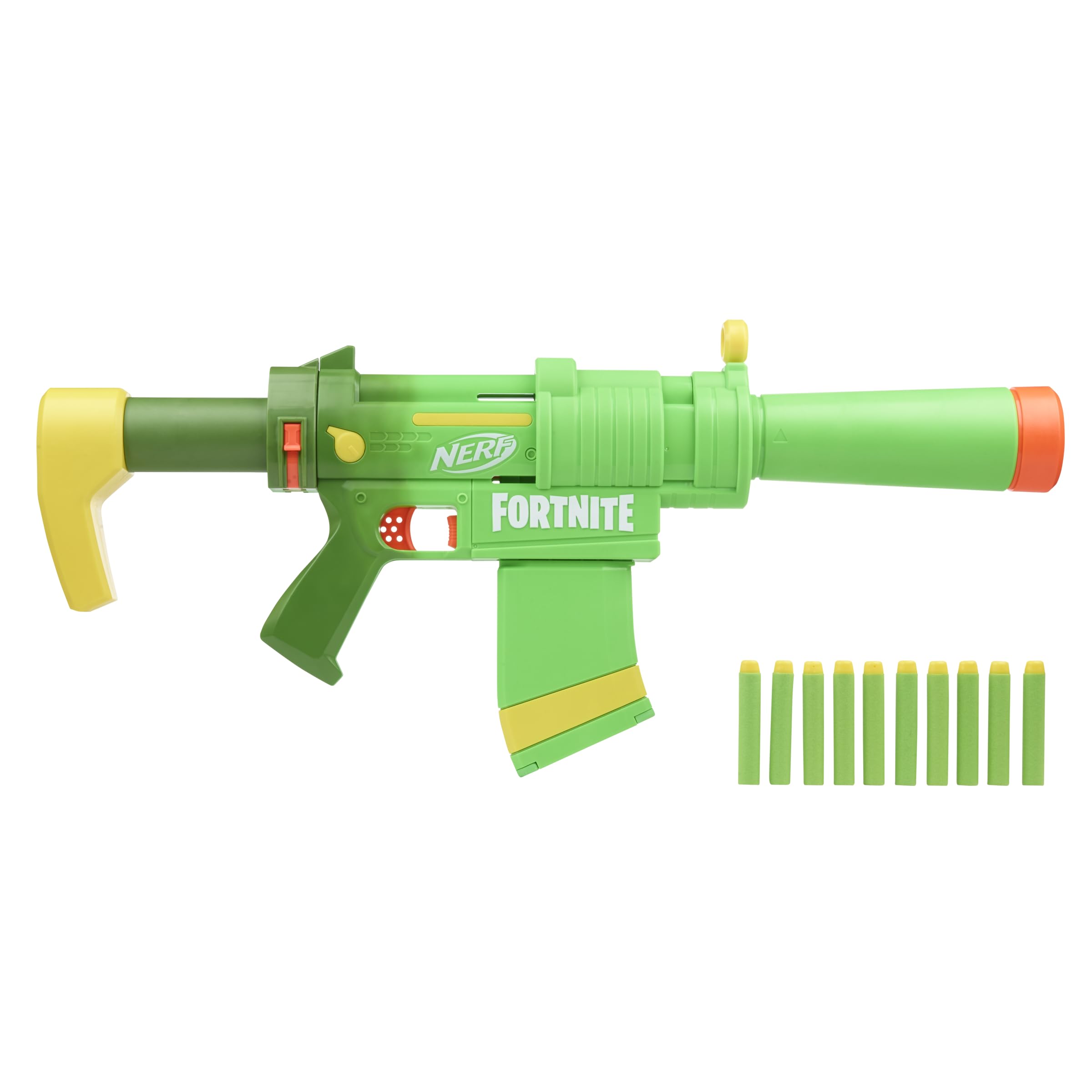 NERF Fortnite SMG-Zesty Elite Dart Blaster -- Removable Stock and Barrel, Removable 10-Dart Clip, 10 Official Elite Darts