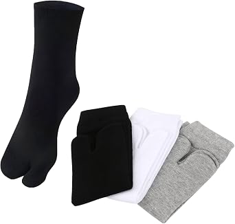 3 Pairs Japan Tabi Socks, Split 2 Toe Sandals Ninja Slipper Japanese Kimono